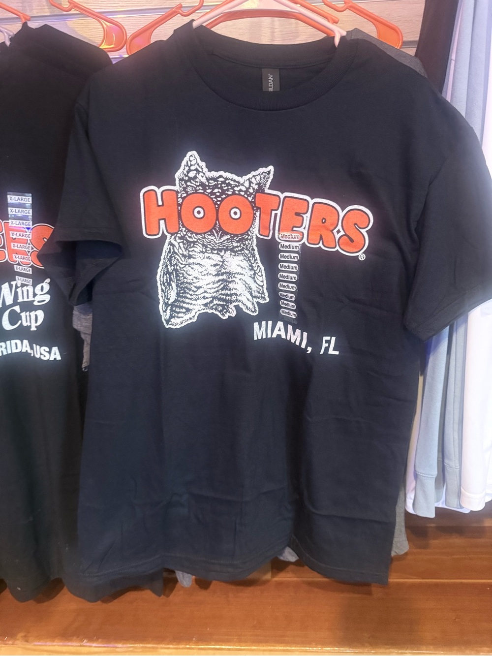 Hooters Black T‑Shirt with Orange Logo - Miami, FL